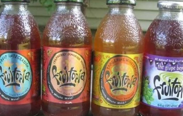 Bottles of different Fruitopia flavors, sourced from Pinterest