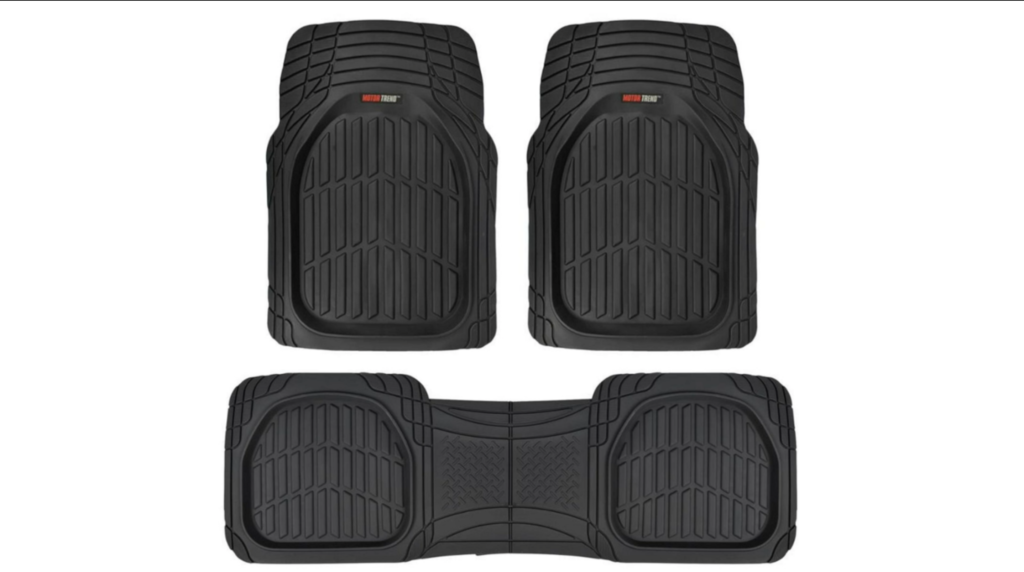 Motor Trend car floor mats on whiter background, from Amazon promo video