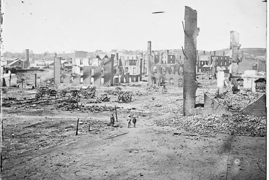 Richmond, Virginia. Ruins in the State Arsenal yard and the burned district LOC