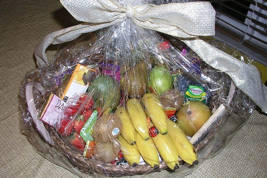 Wrapped fruit basket