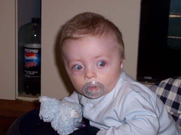 Blue eyed blonde baby