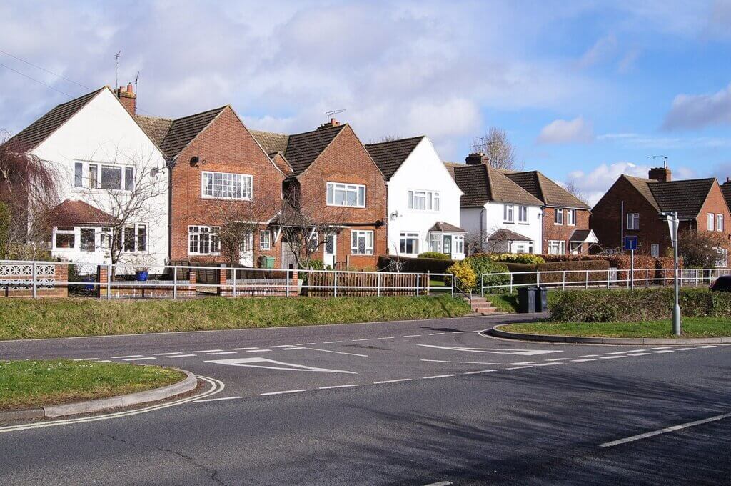 British houses in a suburbial town